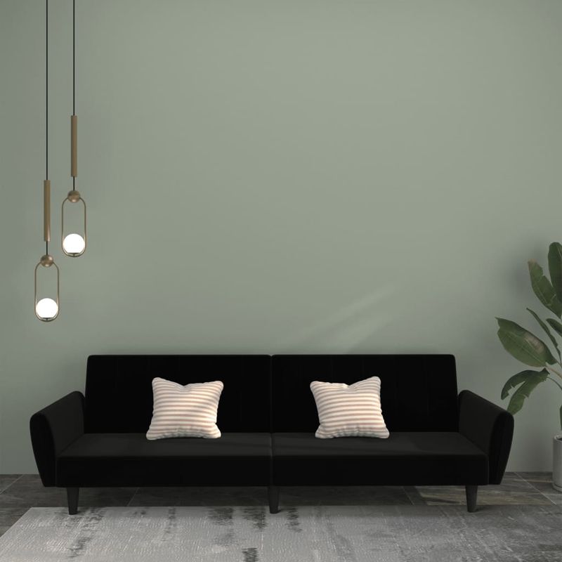 Casa si Gradina - Mobilier - Canapele si coltare - Canapele - Canapea extensibila cu 2 locuri, negru, catifea - Infinity.ro