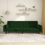 Casa si Gradina - Mobilier - Canapele si coltare - Canapele - Canapea extensibila cu 2 locuri, 2 perne, verde inchis catifea - Infinity.ro