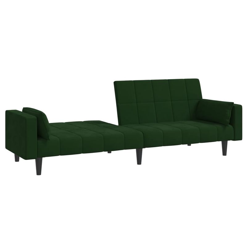 Casa si Gradina - Mobilier - Canapele si coltare - Canapele - Canapea extensibila cu 2 locuri, 2 perne, verde inchis catifea - Infinity.ro