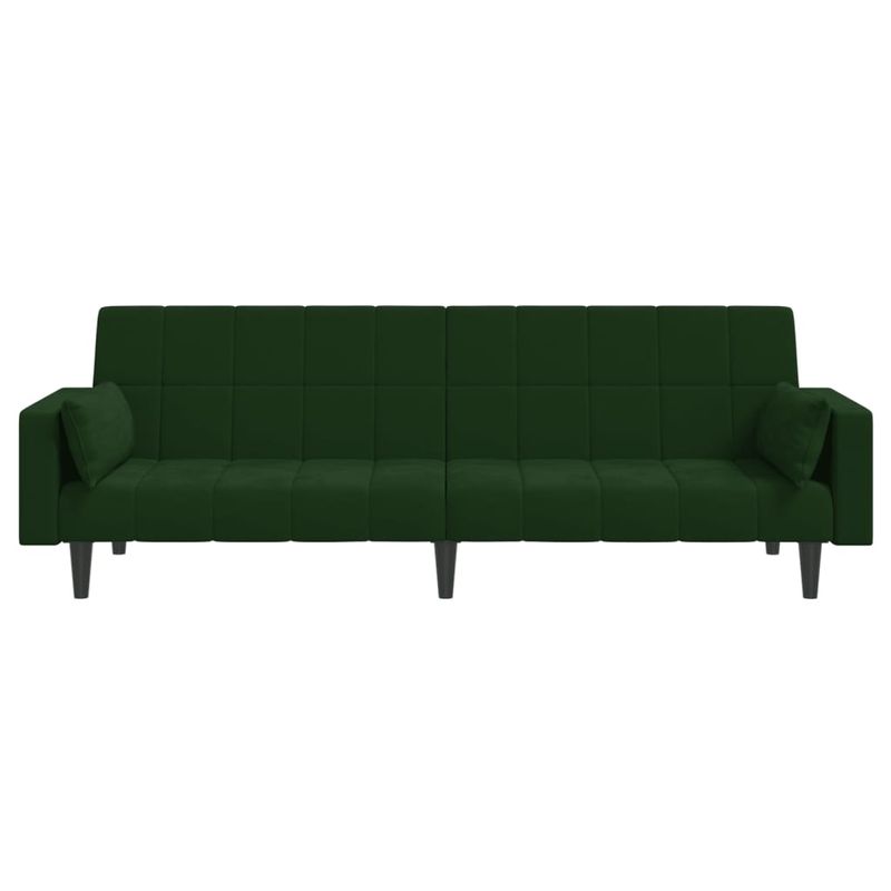 Casa si Gradina - Mobilier - Canapele si coltare - Canapele - Canapea extensibila cu 2 locuri, 2 perne, verde inchis catifea - Infinity.ro