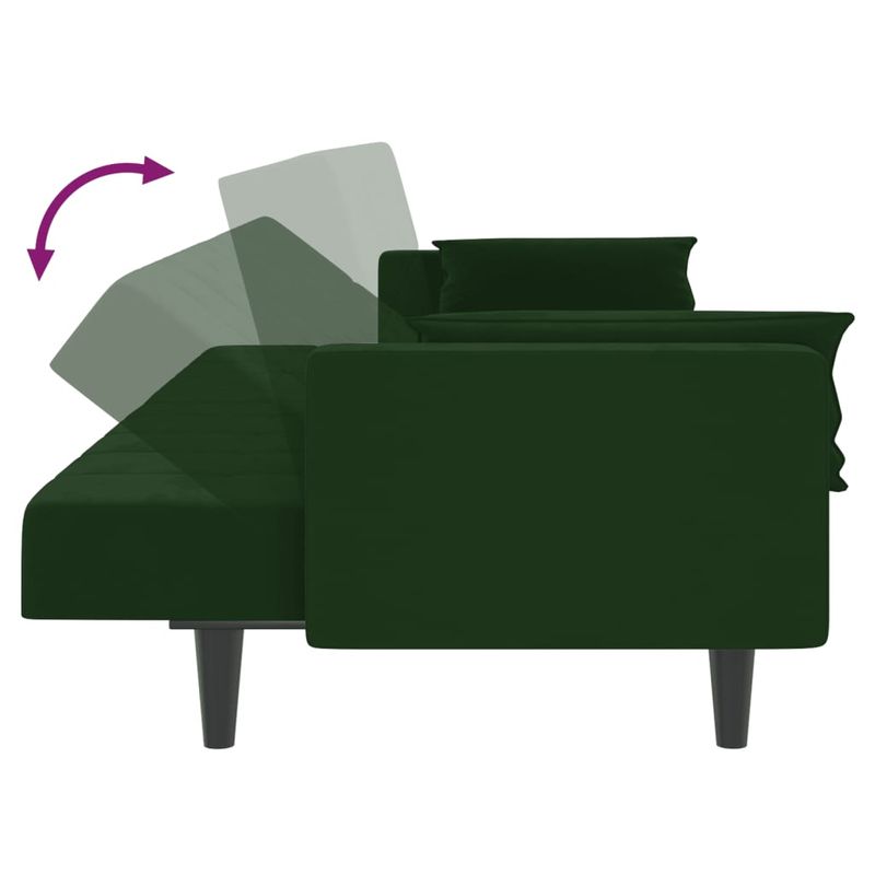 Casa si Gradina - Mobilier - Canapele si coltare - Canapele - Canapea extensibila cu 2 locuri, 2 perne, verde inchis catifea - Infinity.ro