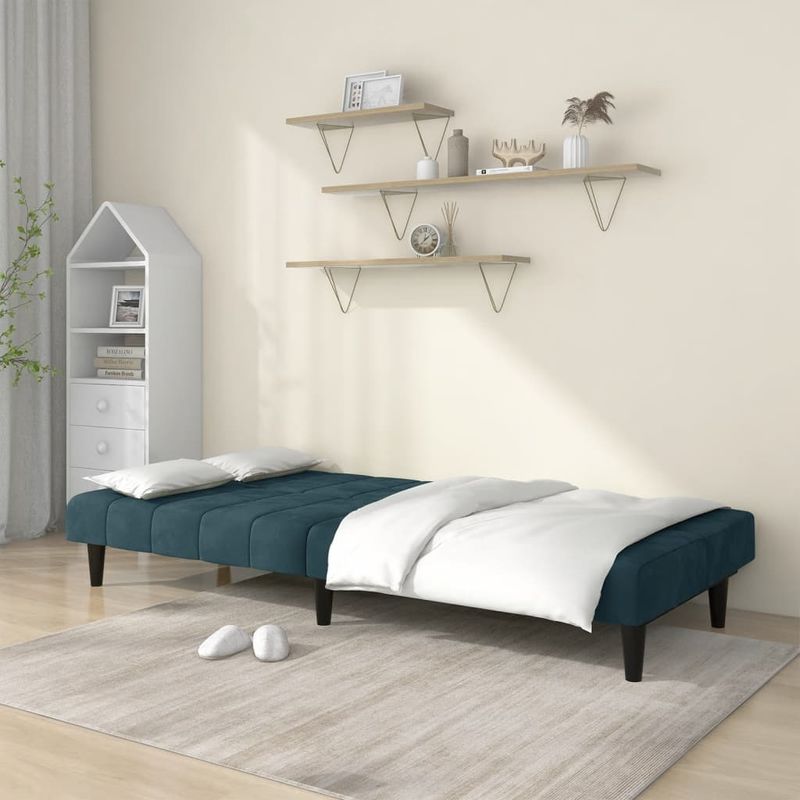 Casa si Gradina - Mobilier - Canapele si coltare - Canapele - Canapea extensibila cu 2 locuri, albastru, catifea - Infinity.ro