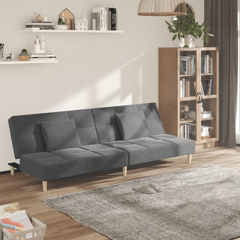 Casa si Gradina - Mobilier - Canapele si coltare - Canapele - Canapea extensibila cu 2 locuri, 2 perne, gri deschis, textil - Infinity.ro