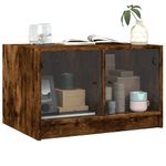 Casa si Gradina - Mobilier - Mese si birouri - Masute de cafea - Masuta de cafea cu usi din sticla, stejar fumuriu, 68x50x42 cm, stejar afumat - Infinity.ro