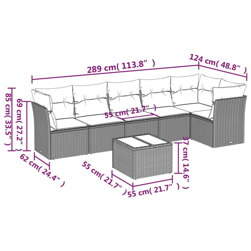 Casa si Gradina - Gradina si terasa - Mobilier exterior - Seturi mobila gradina - Set canapele de gradina, 7 piese, cu perne, gri, poliratan - Infinity.ro