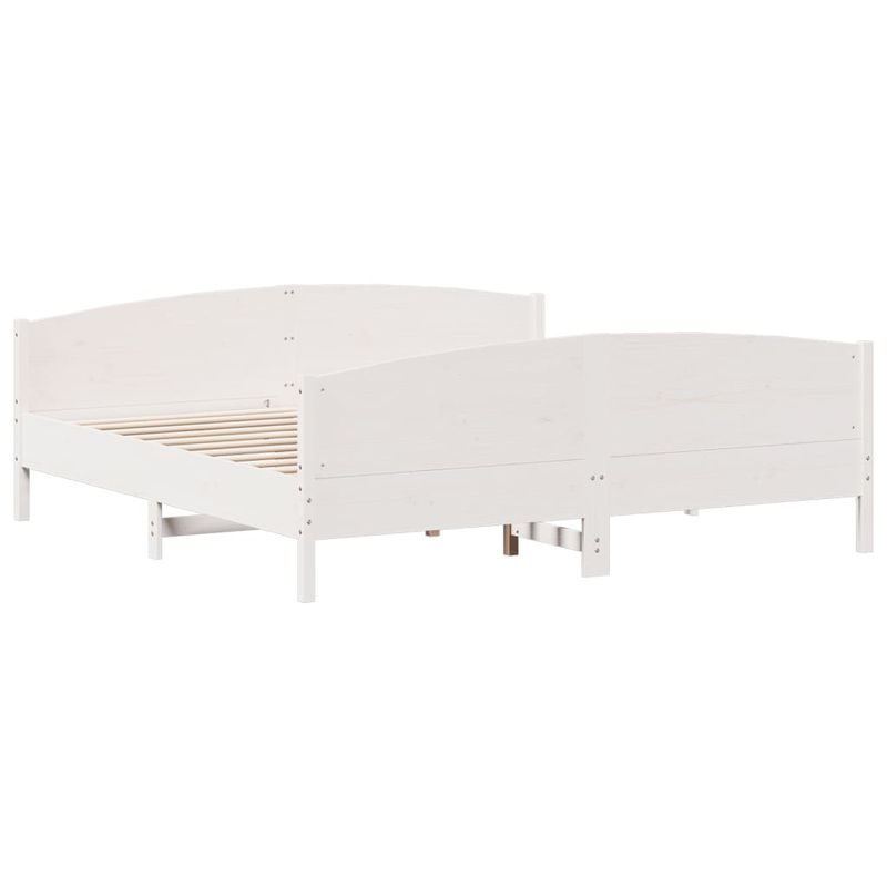 Casa si Gradina - Mobilier - Paturi si accesorii - Paturi - Cadru pat cu tablie 200x200 cm, alb, lemn masiv de pin - Infinity.ro