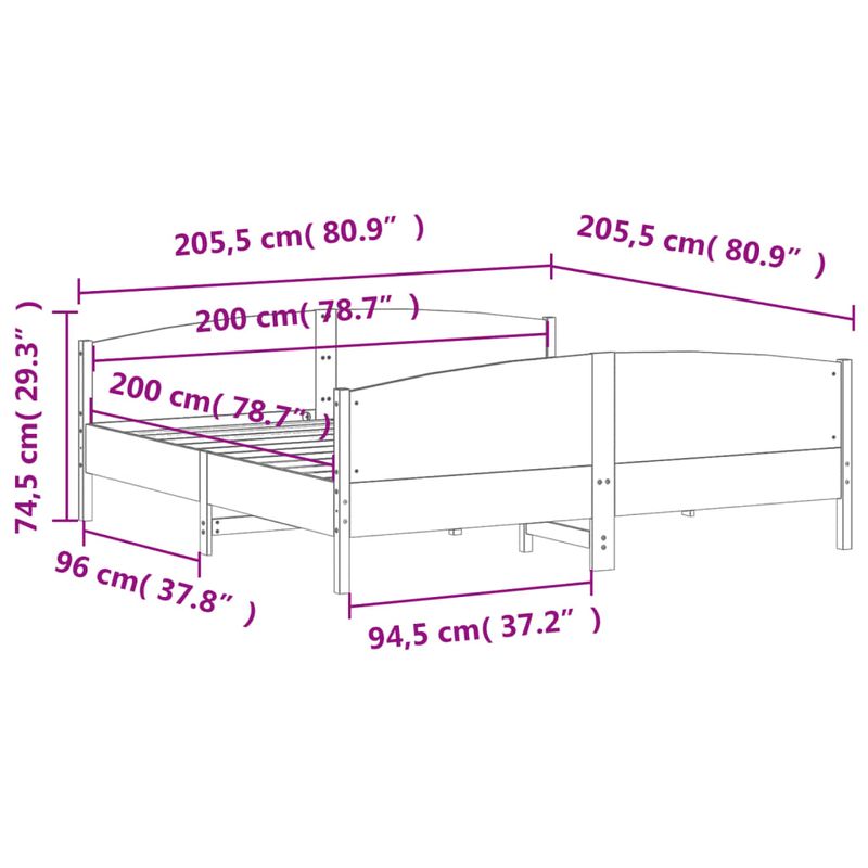 Casa si Gradina - Mobilier - Paturi si accesorii - Paturi - Cadru pat cu tablie 200x200 cm, alb, lemn masiv de pin - Infinity.ro