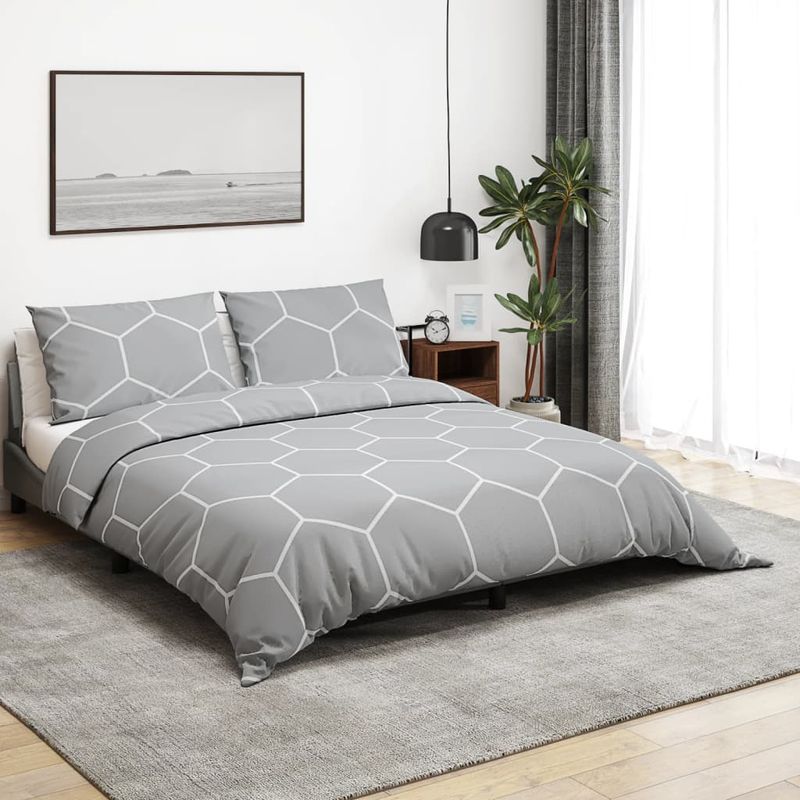 Casa si Gradina - Textile si covoare - Lenjerii de pat - Seturi de lenjerie - Set cu husa de pilota, gri, 140x200 cm, bumbac - Infinity.ro