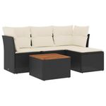 Casa si Gradina - Gradina si terasa - Mobilier exterior - Seturi mobila gradina - Set mobilier de gradina cu perne, 5 piese, negru, poliratan - Infinity.ro