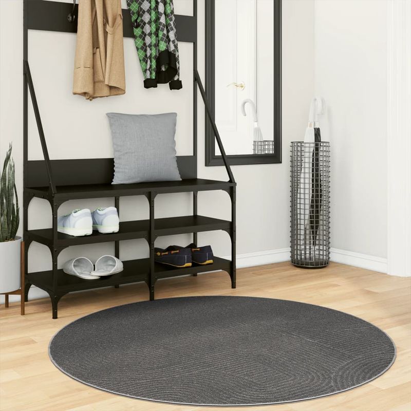 Casa si Gradina - Textile si covoare - Covoare - Covoare casa - Covor "IZA" aspect scandinav, cu fire scurte, antracit, Ø 120cm - Infinity.ro