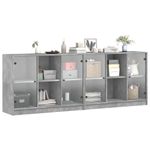 Casa si Gradina - Mobilier - Biblioteci si rafturi - Biblioteci - Biblioteca cu usi, gri beton, 204x37x75 cm, lemn compozit - Infinity.ro