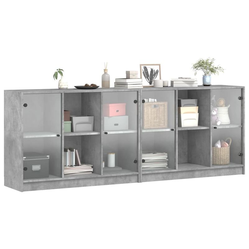 Casa si Gradina - Mobilier - Biblioteci si rafturi - Biblioteci - Biblioteca cu usi, gri beton, 204x37x75 cm, lemn compozit - Infinity.ro