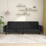 Casa si Gradina - Mobilier - Canapele si coltare - Canapele - Canapea extensibila cu 2 locuri, 2 perne, negru, textil - Infinity.ro