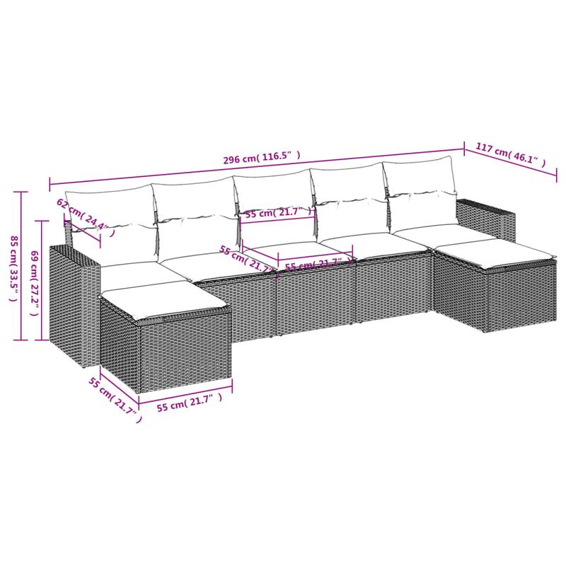 Casa si Gradina - Gradina si terasa - Mobilier exterior - Canapele si fotolii gradina - Set canapele de gradina, 7 piese, cu perne, bej, poliratan - Infinity.ro