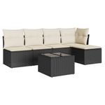 Casa si Gradina - Gradina si terasa - Mobilier exterior - Seturi mobila gradina - Set mobilier de gradina cu perne, 6 piese, negru, poliratan - Infinity.ro