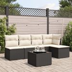 Casa si Gradina - Gradina si terasa - Mobilier exterior - Seturi mobila gradina - Set mobilier de gradina cu perne, 6 piese, negru, poliratan - Infinity.ro