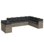 Casa si Gradina - Gradina si terasa - Mobilier exterior - Seturi mobila gradina - Set mobilier de gradina cu perne, 10 piese, gri, poliratan - Infinity.ro