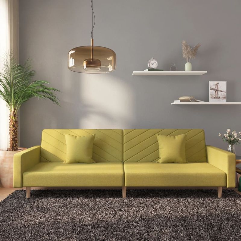Casa si Gradina - Mobilier - Canapele si coltare - Canapele - Canapea extensibila cu 2 locuri, 2 perne, verde, textil - Infinity.ro