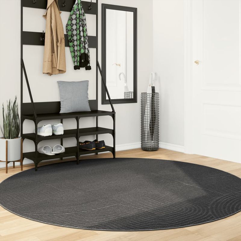 Casa si Gradina - Textile si covoare - Covoare - Covoare casa - Covor "IZA" aspect scandinav, cu fire scurte, antracit, Ø 200cm - Infinity.ro