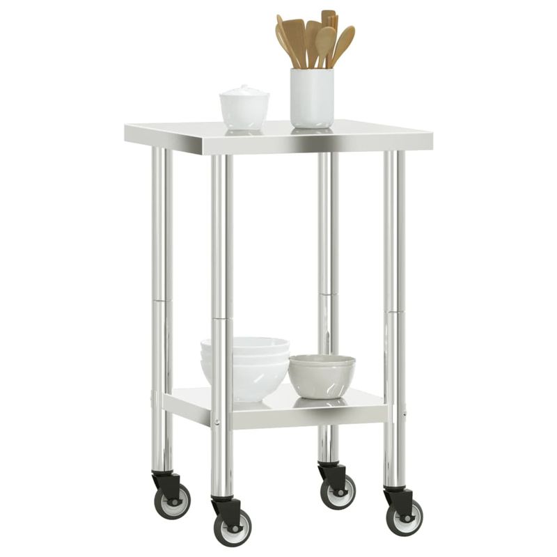 Casa si Gradina - Mobilier - Comode si corpuri - Corpuri bucatarie - Masa de lucru bucatarie cu roti, 55x55x85 cm, otel inoxidabil - Infinity.ro