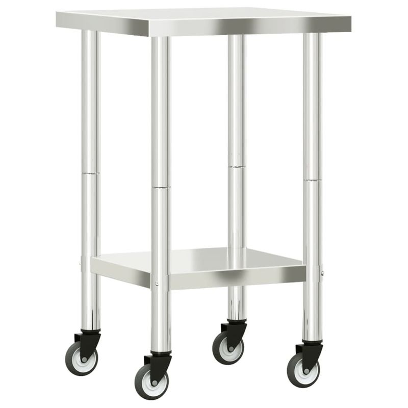 Casa si Gradina - Mobilier - Comode si corpuri - Corpuri bucatarie - Masa de lucru bucatarie cu roti, 55x55x85 cm, otel inoxidabil - Infinity.ro