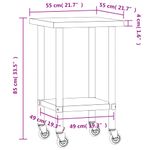 Casa si Gradina - Mobilier - Comode si corpuri - Corpuri bucatarie - Masa de lucru bucatarie cu roti, 55x55x85 cm, otel inoxidabil - Infinity.ro