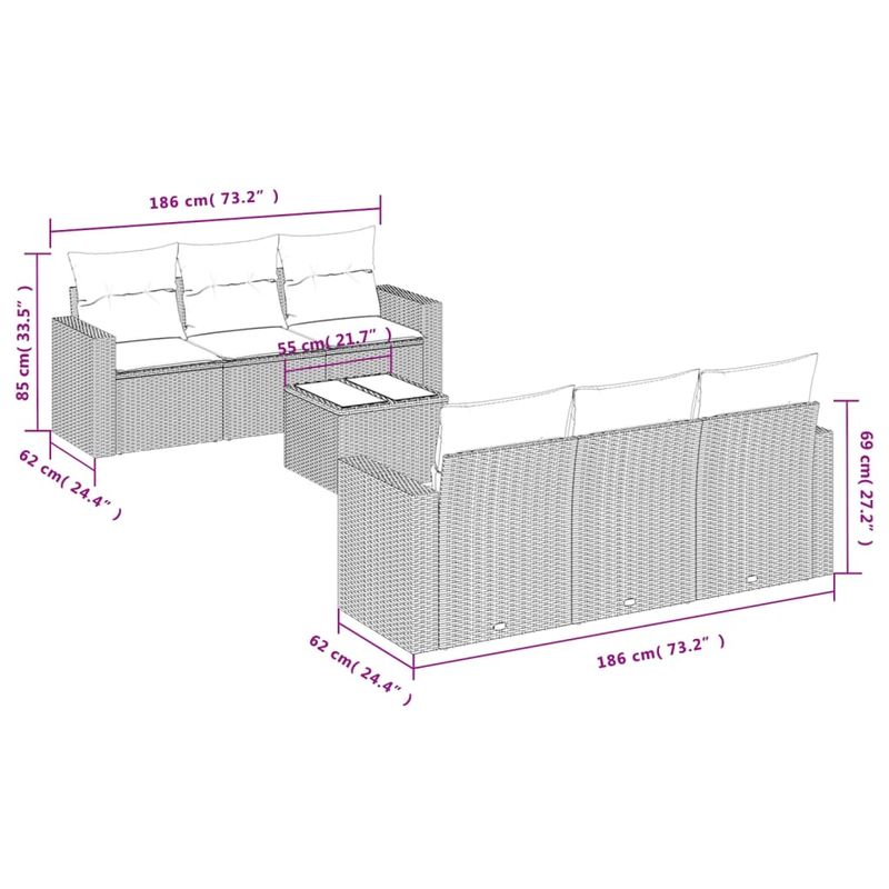 Casa si Gradina - Gradina si terasa - Mobilier exterior - Seturi mobila gradina - Set canapele de gradina cu perne, 7 piese, negru, poliratan - Infinity.ro