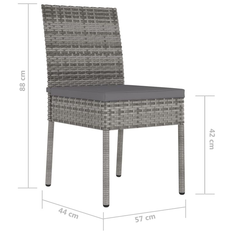 Casa si Gradina - Gradina si terasa - Mobilier exterior - Scaune si sezlonguri gradina - Scaune de bucatarie pentru gradina, 2 buc., gri, poliratan - Infinity.ro