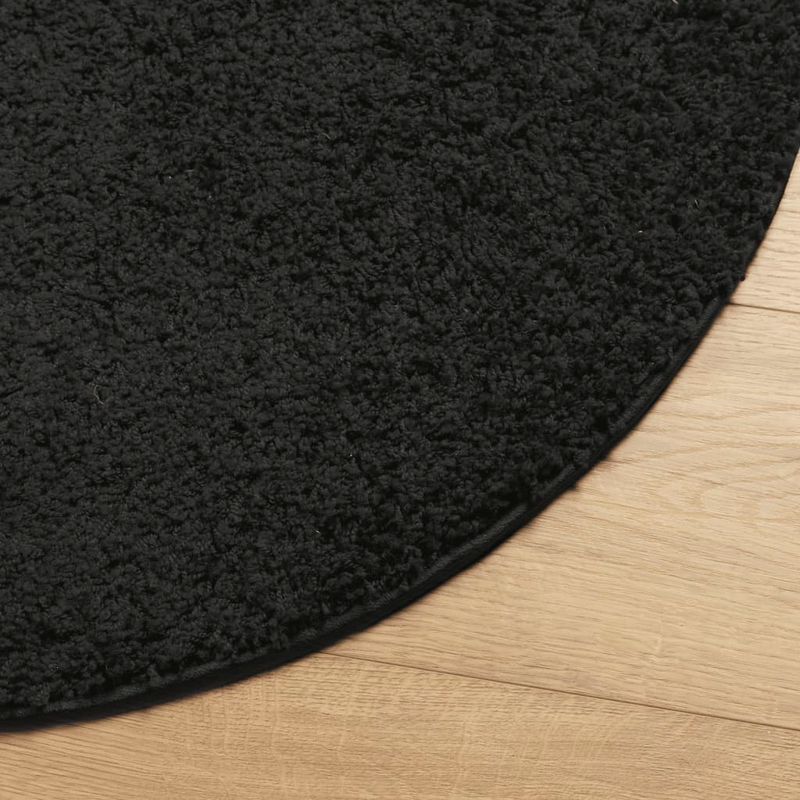Casa si Gradina - Textile si covoare - Covoare - Covoare casa - Covor pufos "PAMPLONA" cu fire inalte, negru modern, Ø 100 cm - Infinity.ro