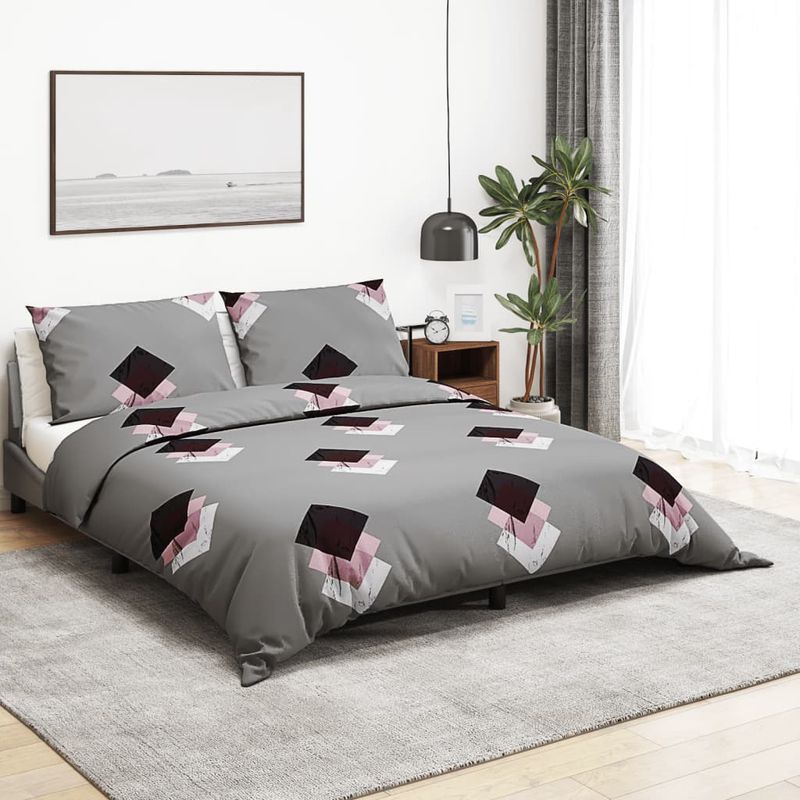 Casa si Gradina - Textile si covoare - Lenjerii de pat - Seturi de lenjerie - Set cu husa de pilota, gri, 140x200 cm, bumbac - Infinity.ro