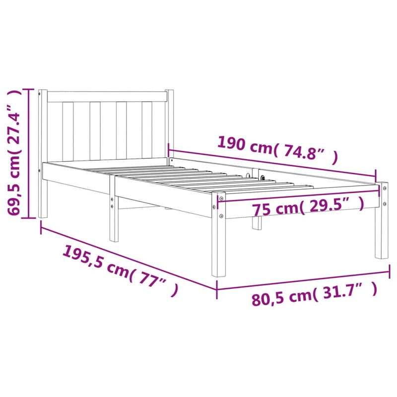 Casa si Gradina - Mobilier - Paturi si accesorii - Paturi - Pat de zi, maro ceruit, 75x190 cm, lemn masiv de pin - Infinity.ro