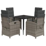 Casa si Gradina - Gradina si terasa - Mobilier exterior - Seturi mobila gradina - Set mobilier de gradina cu perne, 5 piese, gri, poliratan - Infinity.ro