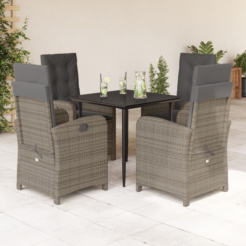 Casa si Gradina - Gradina si terasa - Mobilier exterior - Seturi mobila gradina - Set mobilier de gradina cu perne, 5 piese, gri, poliratan - Infinity.ro