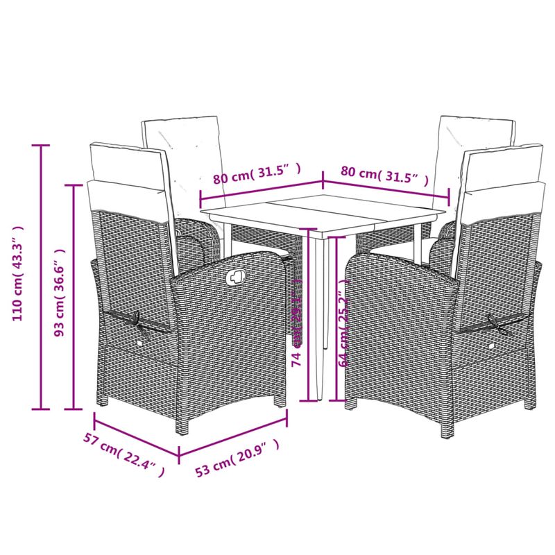 Casa si Gradina - Gradina si terasa - Mobilier exterior - Seturi mobila gradina - Set mobilier de gradina cu perne, 5 piese, gri, poliratan - Infinity.ro