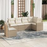 Casa si Gradina - Gradina si terasa - Mobilier exterior - Canapele si fotolii gradina - Set canapele de gradina cu perne, 6 piese, bej, poliratan - Infinity.ro