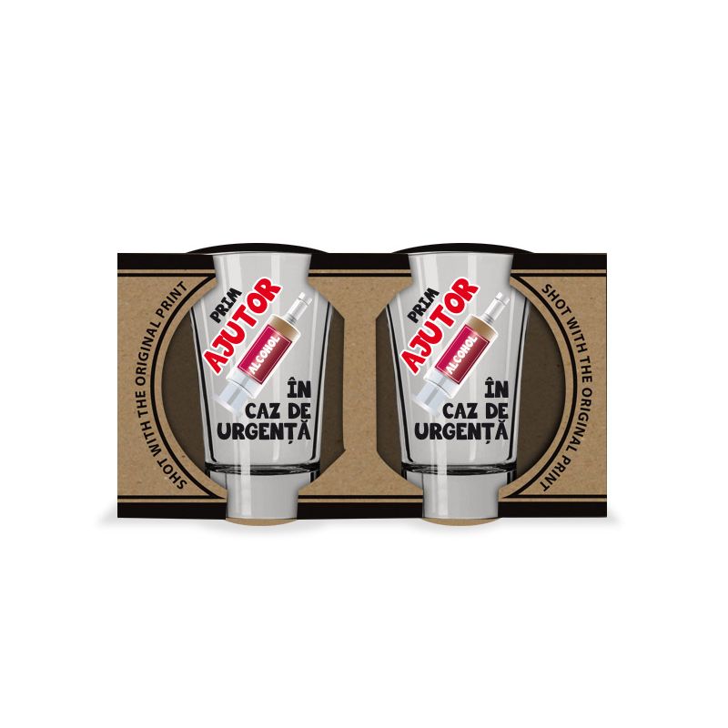 Casa si Gradina - Bucatarie si vesela - Cani si pahare - Pahare - Set 2 SHOT-uri Prim Ajutor in caz de urgenta - Infinity.ro