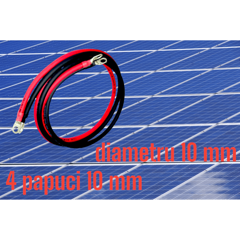 Auto si Moto - Reparatii si depanare - Redresoare - Set cablu baterie, diametru 10 mm, 2x25cm, rosu, negru, papuci 10 mm - Infinity.ro