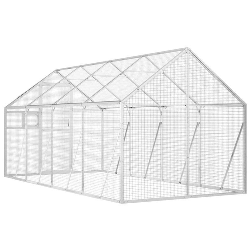 Petshop - Accesorii petshop - Culcusuri si custi - Tarcuri si colivii - Voliera de pasari, argintiu, 1,79x4x1,85 m, aluminiu - Infinity.ro