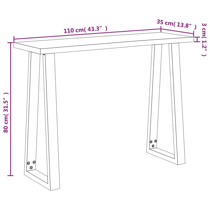 Casa si Gradina - Mobilier - Comode si corpuri - Console - Consola cu margini naturale, 110x35x80 cm, lemn masiv de acacia - Infinity.ro