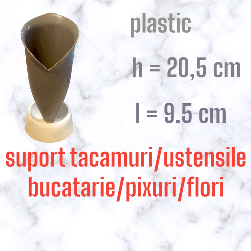 Casa si Gradina - Bucatarie si vesela - Ustensile bucatarie - Seturi ustensile de bucatarie - Suport plastic pentru tacamuri si ustensile bucatarie, gri, 20,5x9.5 cm - Infinity.ro