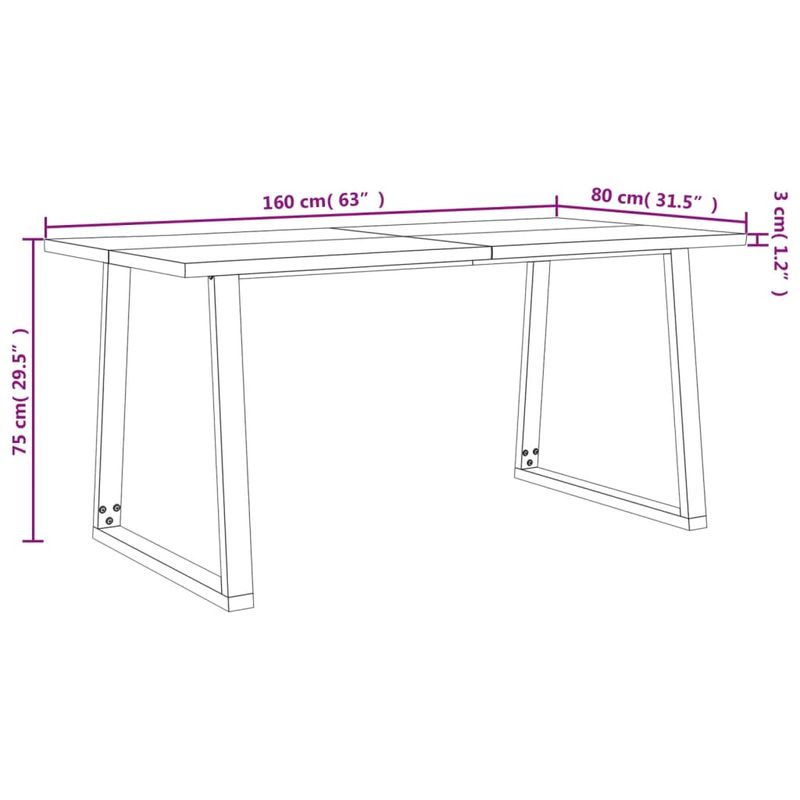 Casa si Gradina - Mobilier - Seturi de mobilier - Seturi mese si scaune - Set de masa din 3 piese, margini naturale, lemn masiv de acacia, lungime 160 cm - Infinity.ro
