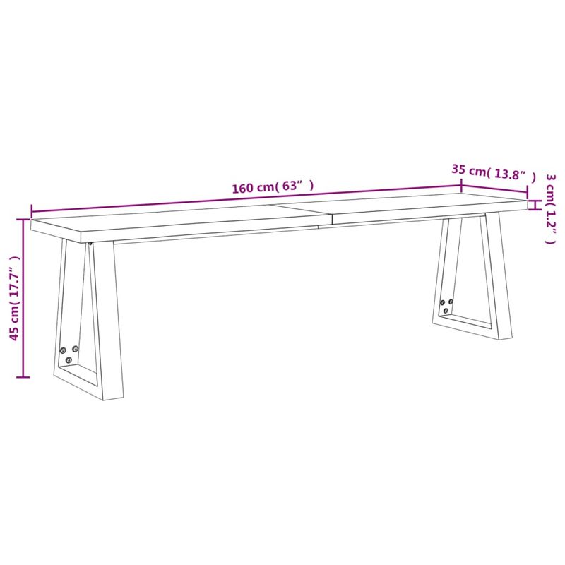 Casa si Gradina - Mobilier - Seturi de mobilier - Seturi mese si scaune - Set de masa din 3 piese, margini naturale, lemn masiv de acacia, lungime 160 cm - Infinity.ro