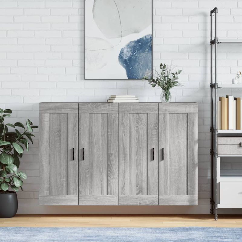 Casa si Gradina - Mobilier - Comode si corpuri - Comode - Dulapuri montate pe perete, 2 buc, gri Sonoma, lemn prelucrat - Infinity.ro