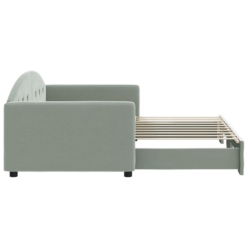 Casa si Gradina - Mobilier - Paturi si accesorii - Paturi - Pat de zi cu extensie, gri deschis, 90x190 cm, catifea - Infinity.ro