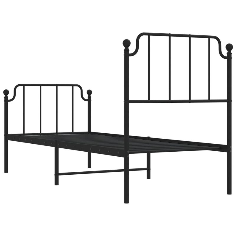 Casa si Gradina - Mobilier - Paturi si accesorii - Paturi - Cadru pat metalic cu tablii de cap/picioare , negru, 75x190 cm - Infinity.ro