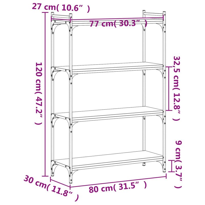Casa si Gradina - Mobilier - Biblioteci si rafturi - Biblioteci - Biblioteca cu 4 niveluri gri sonoma 80x30x120 cm lemn prelucrat - Infinity.ro
