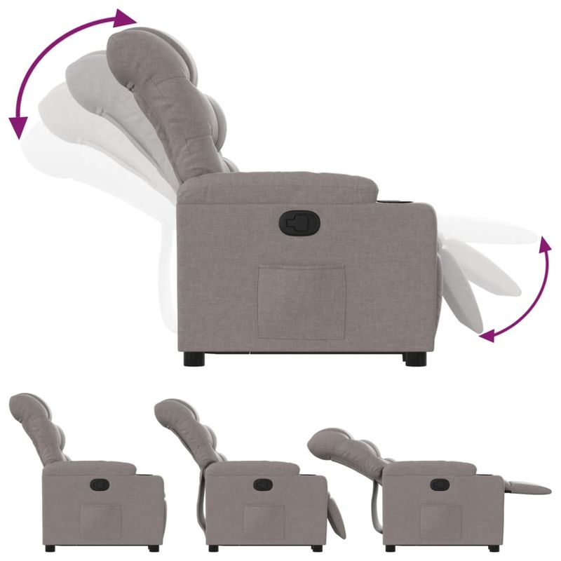 Casa si Gradina - Mobilier - Scaune si fotolii - Fotolii - Fotoliu rabatabil cu ridicare pe verticala, gri taupe, textil - Infinity.ro