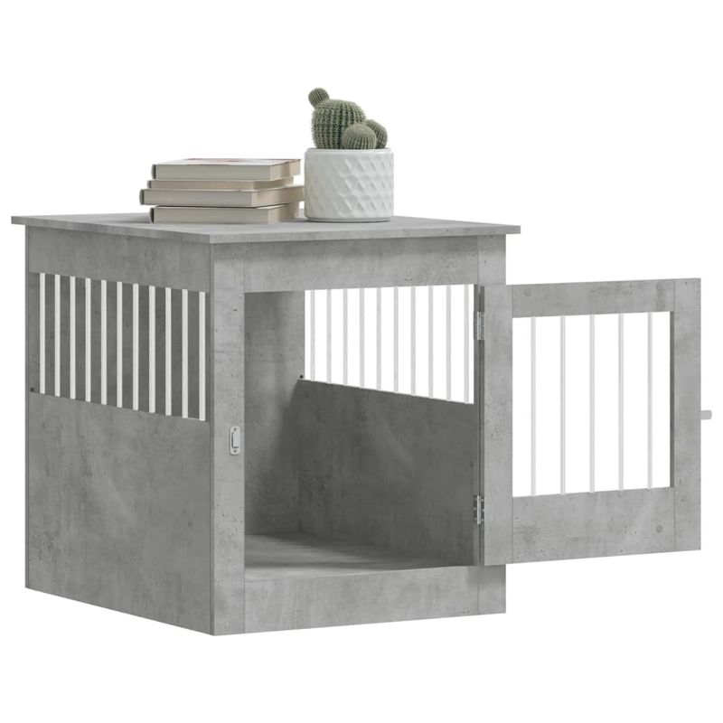 Petshop - Accesorii petshop - Culcusuri si custi - Custi interior si exterior - Lada pentru caini, gri beton, 64,5x80x71 cm, lemn compozit - Infinity.ro