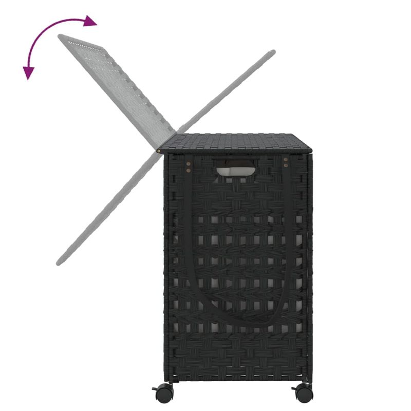 Casa si Gradina - Sanitare - Suporturi si accesorii baie - Accesorii baie - Cos de rufe cu roti, negru, 66x35x60 cm, ratan - Infinity.ro