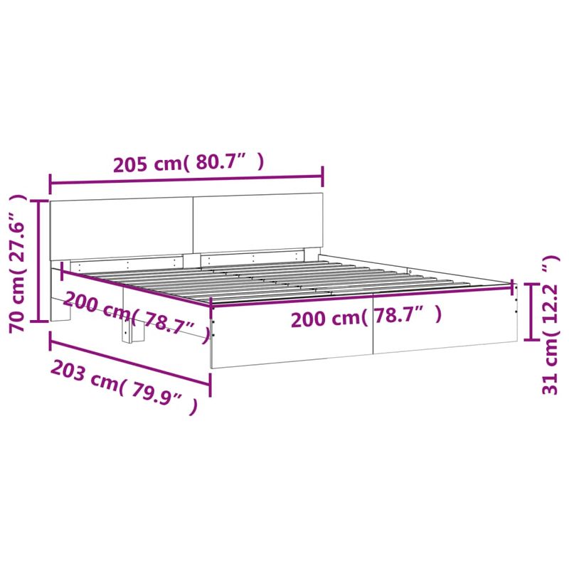 Casa si Gradina - Mobilier - Paturi si accesorii - Paturi - Cadru de pat cu tablie, gri sonoma, 200x200 cm - Infinity.ro